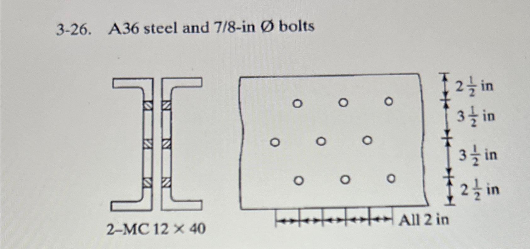 3 - 2 6 . A 3 6 steel and 7 / 8 - in O ? bolts