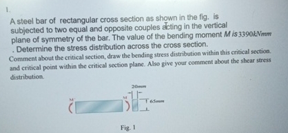 A steel bar of rectangular cross section as shown