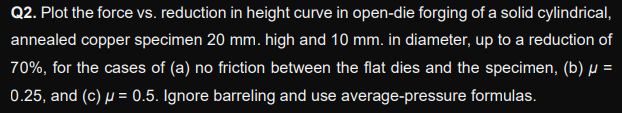 . Plot the force vs . reduction in height curve