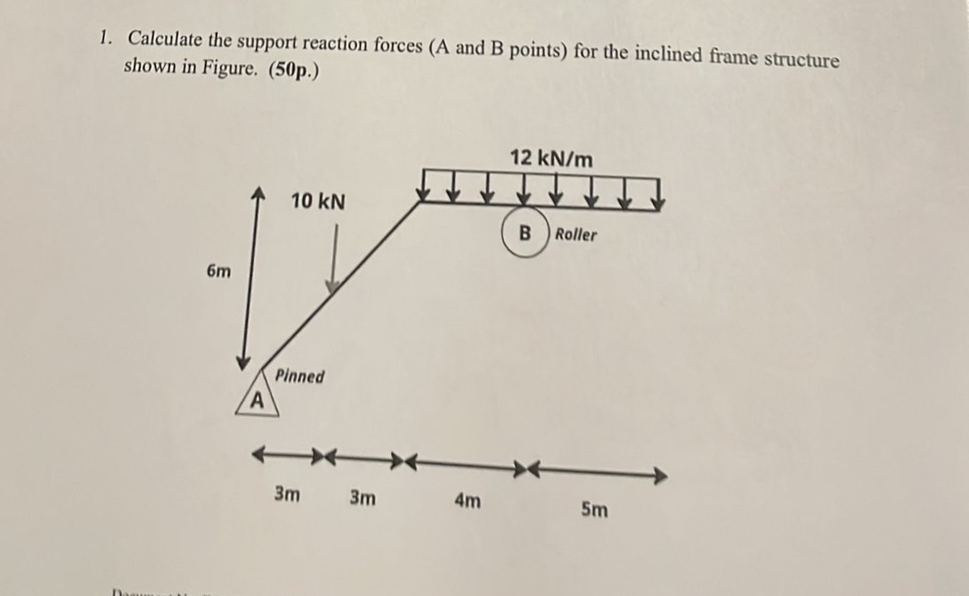 Calculate the support reaction forces ( A and B