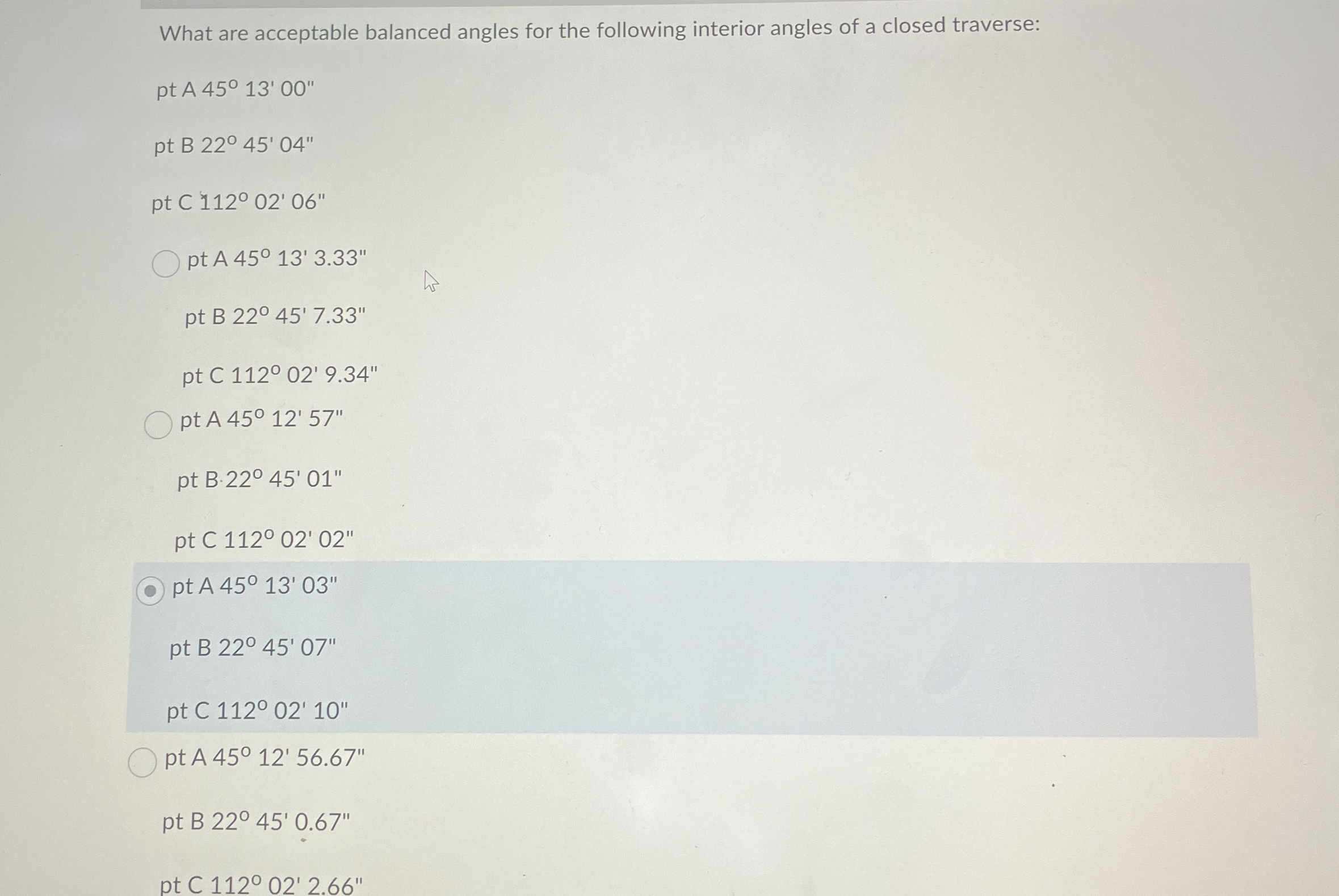 What are acceptable balanced angles for the