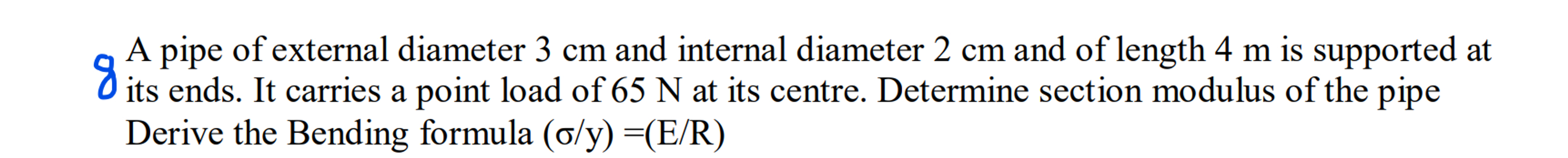 A pipe of external diameter 3 cm and internal