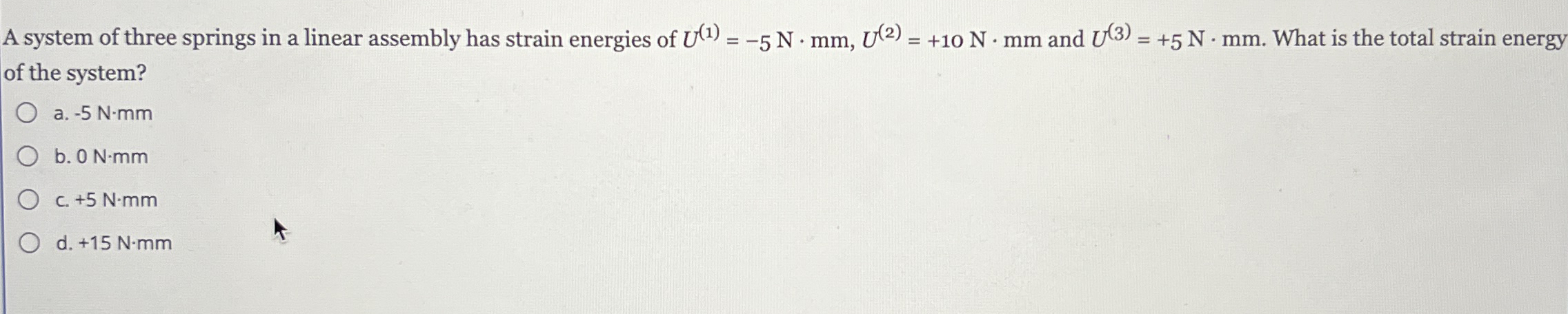 A system of three springs in a linear assembly