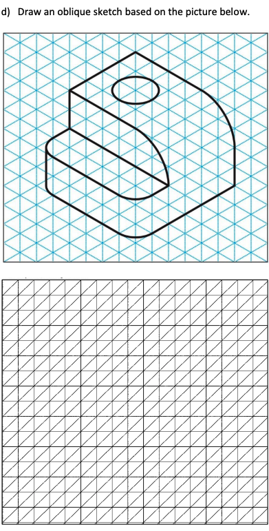 d ) Draw an oblique sketch based on the picture