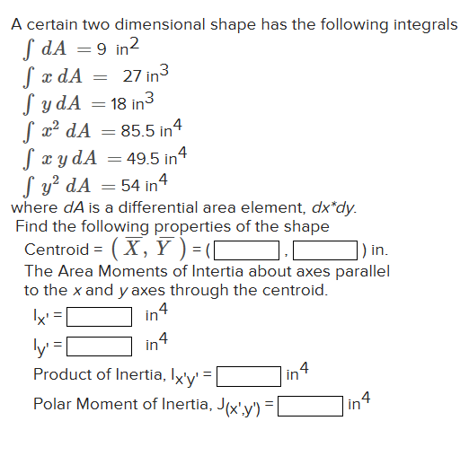 A certain two dimensional shape has the following