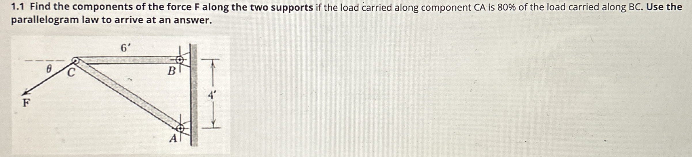 1 . 1 Find the components of the force F along