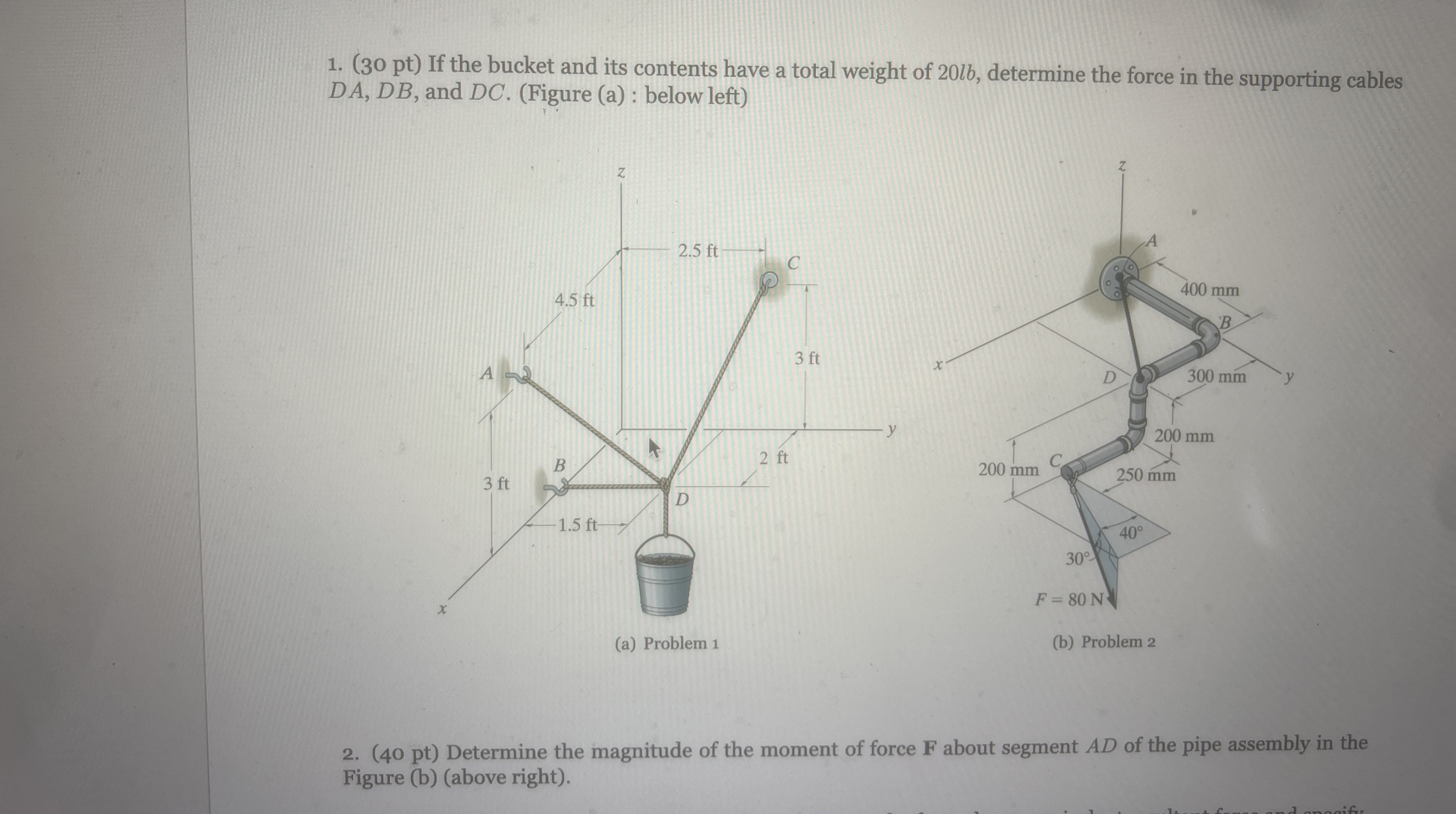 ( 3 0 pt ) If the bucket and its contents have a