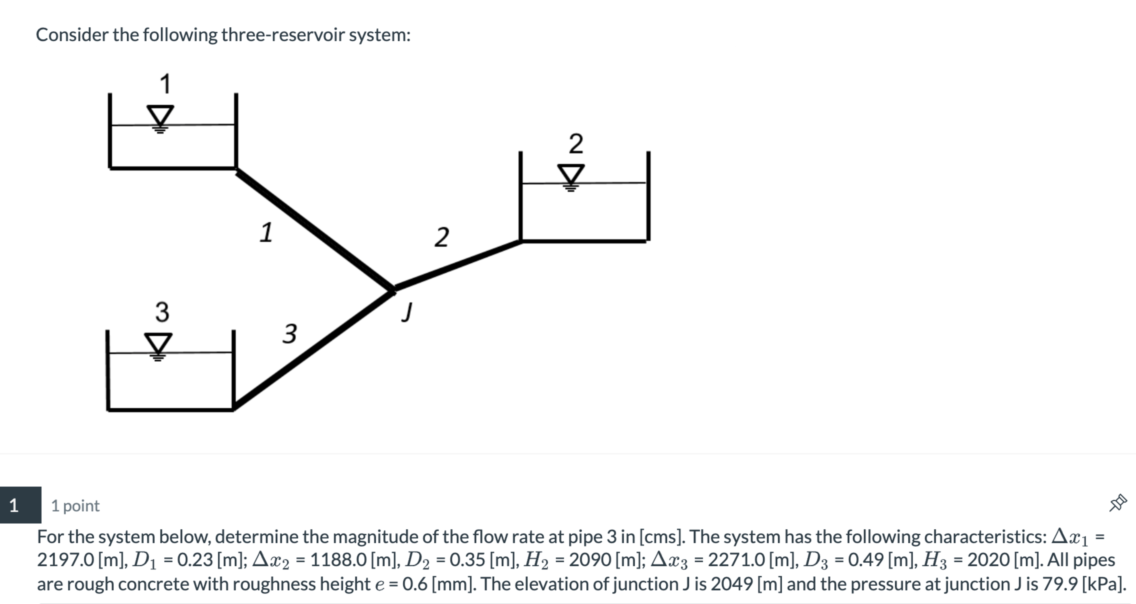 For the system below, determine the magnitude of