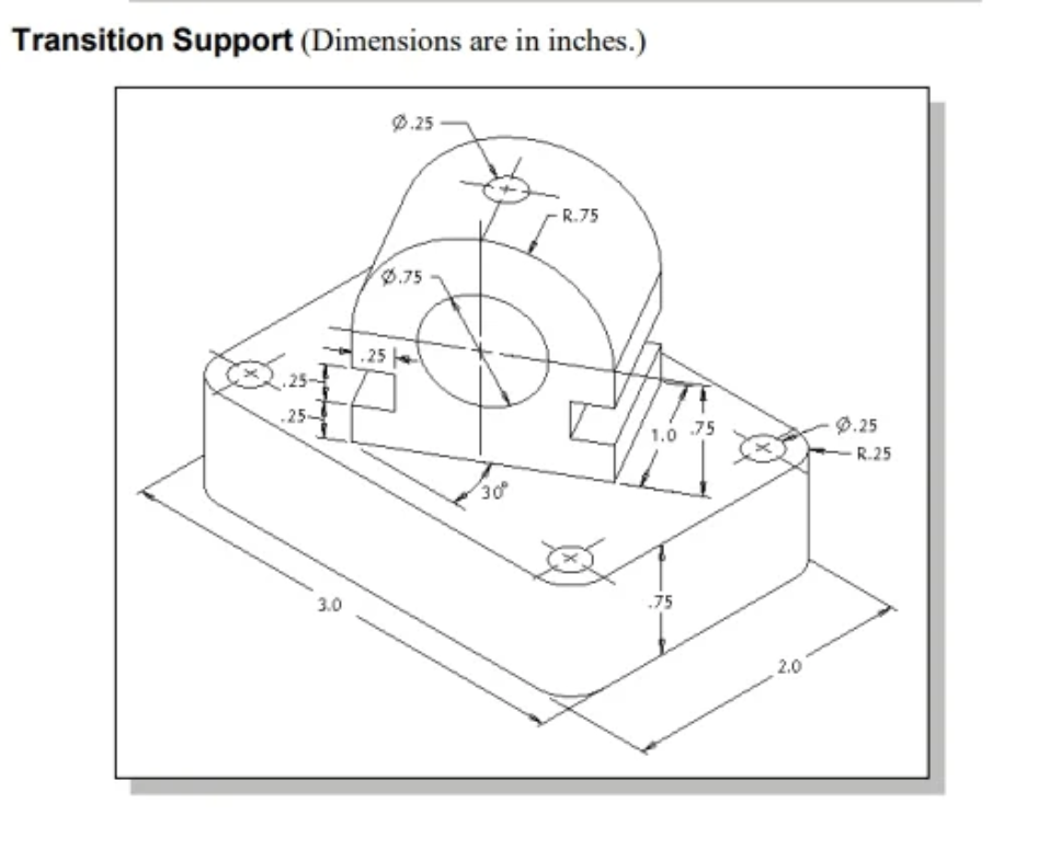 Transition Support ( Dimensions are in inches )