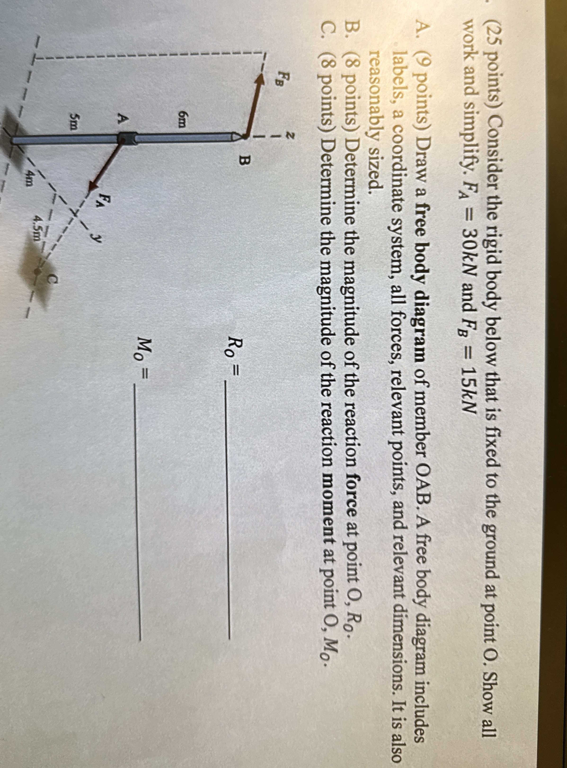 ( 2 5 points ) Consider the rigid body below that