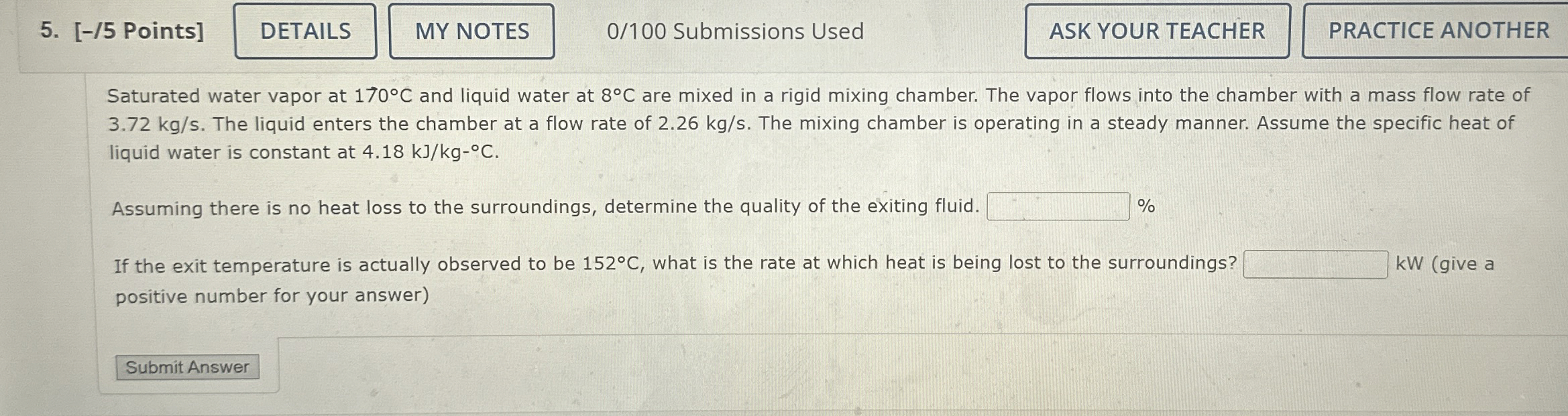 Saturated water vapor at 1 7 0 C and liquid water