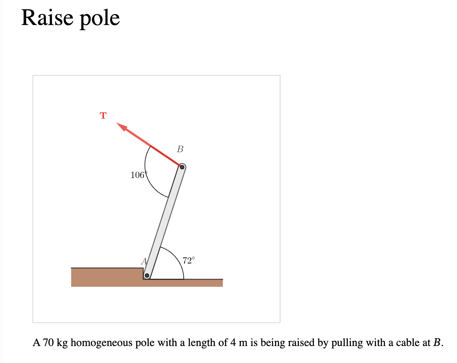 Raise pole A 7 0 kg homogeneous pole with a