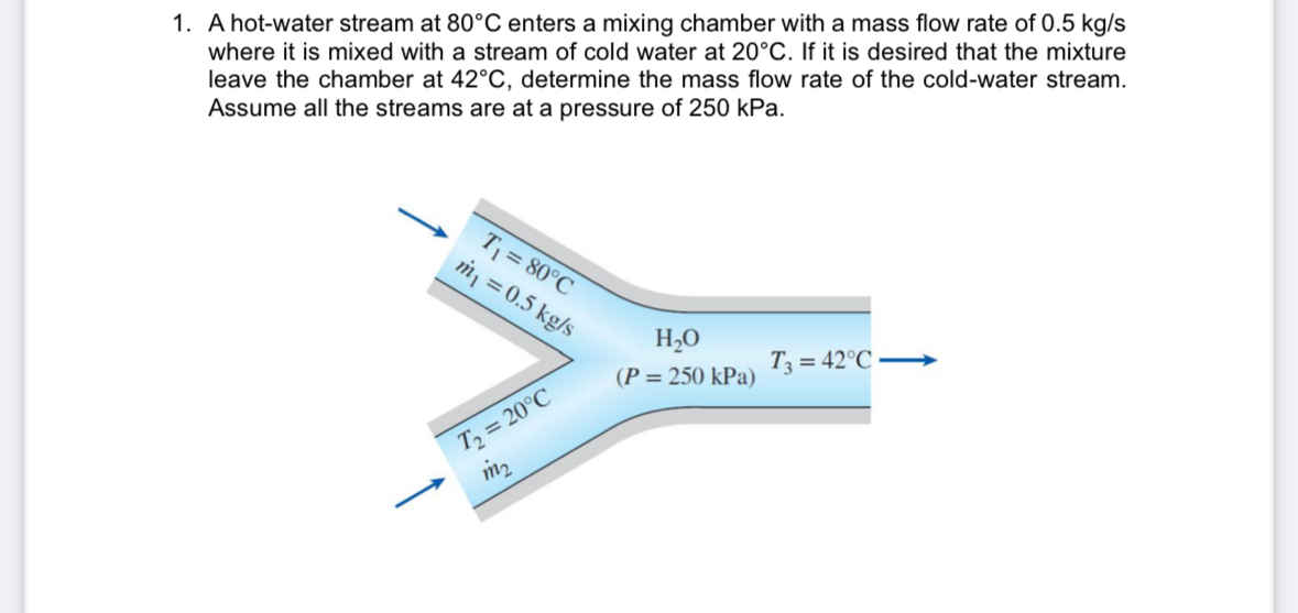 A hot - water stream at 8 0 C enters a mixing