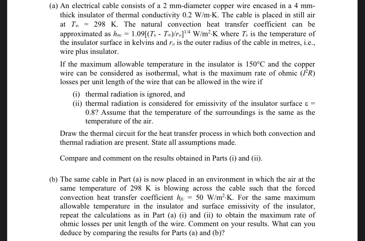 ( a ) An electrical cable consists of a 2 mm -