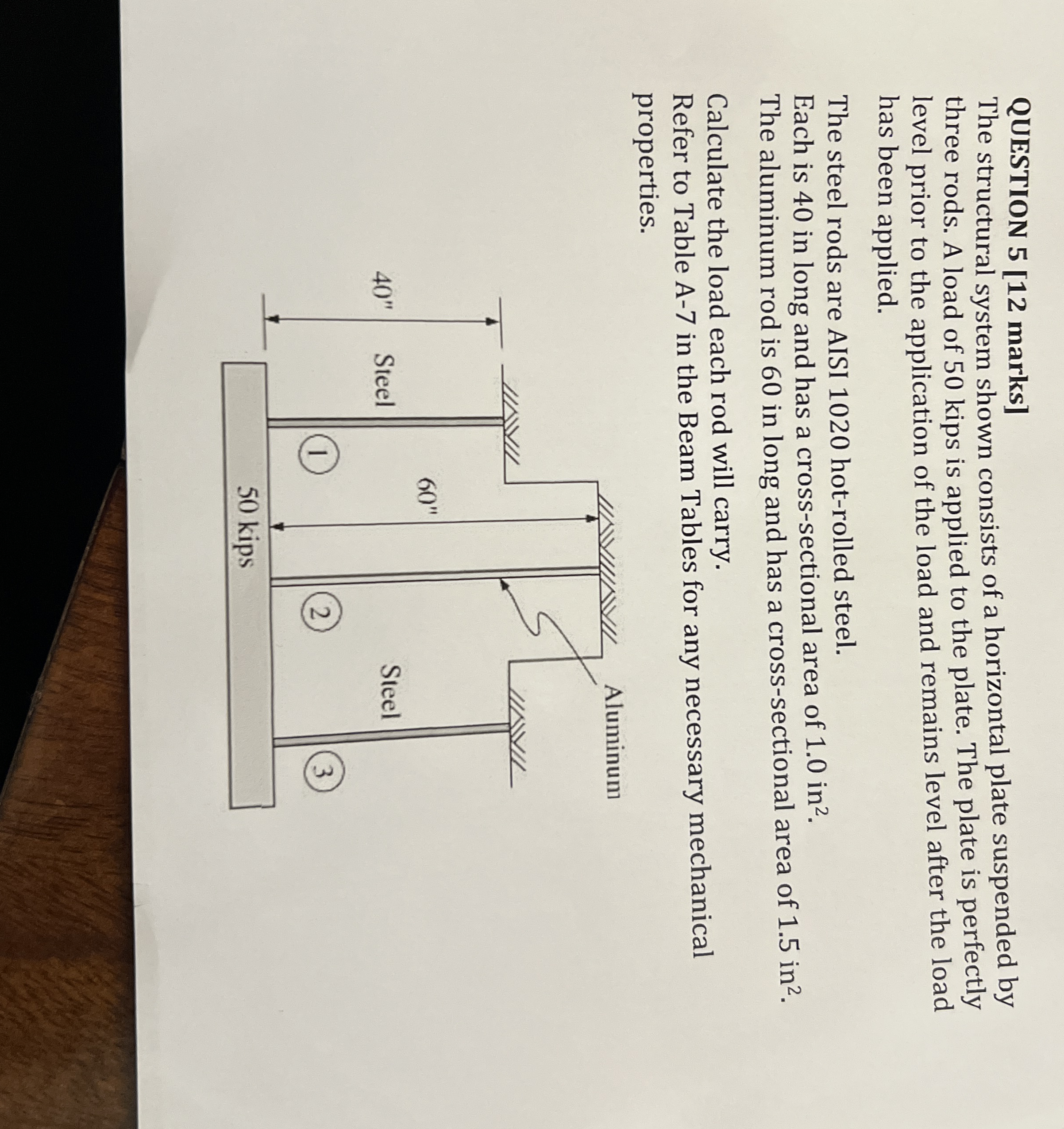QUESTION 5 [ 1 2 marks ] The structural system