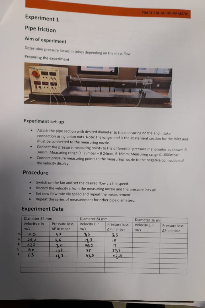 PRACTICAL GUIDE.FMM 3 7 0 1 Experiment 1 Pipe