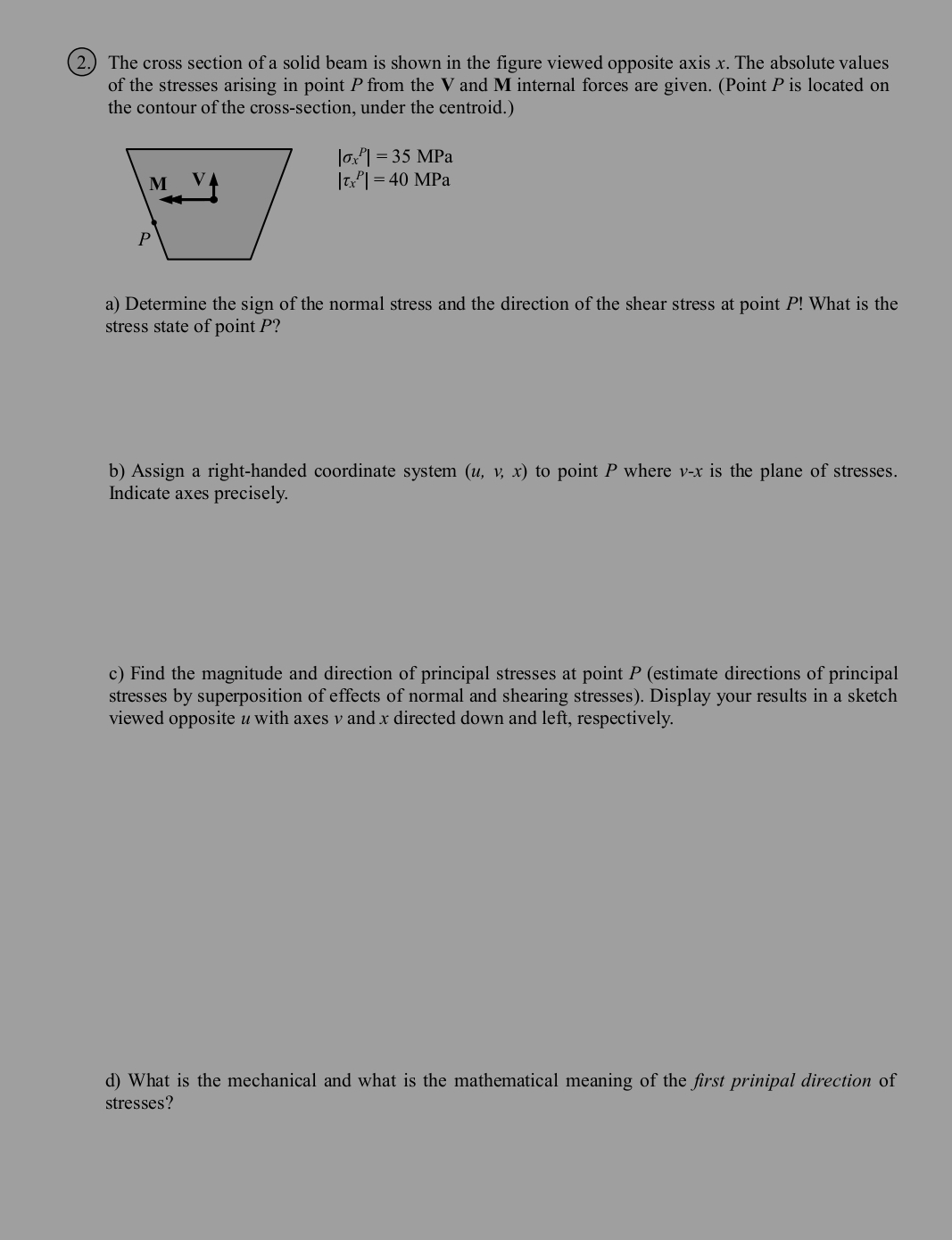 2 . ) The cross section of a solid beam is shown