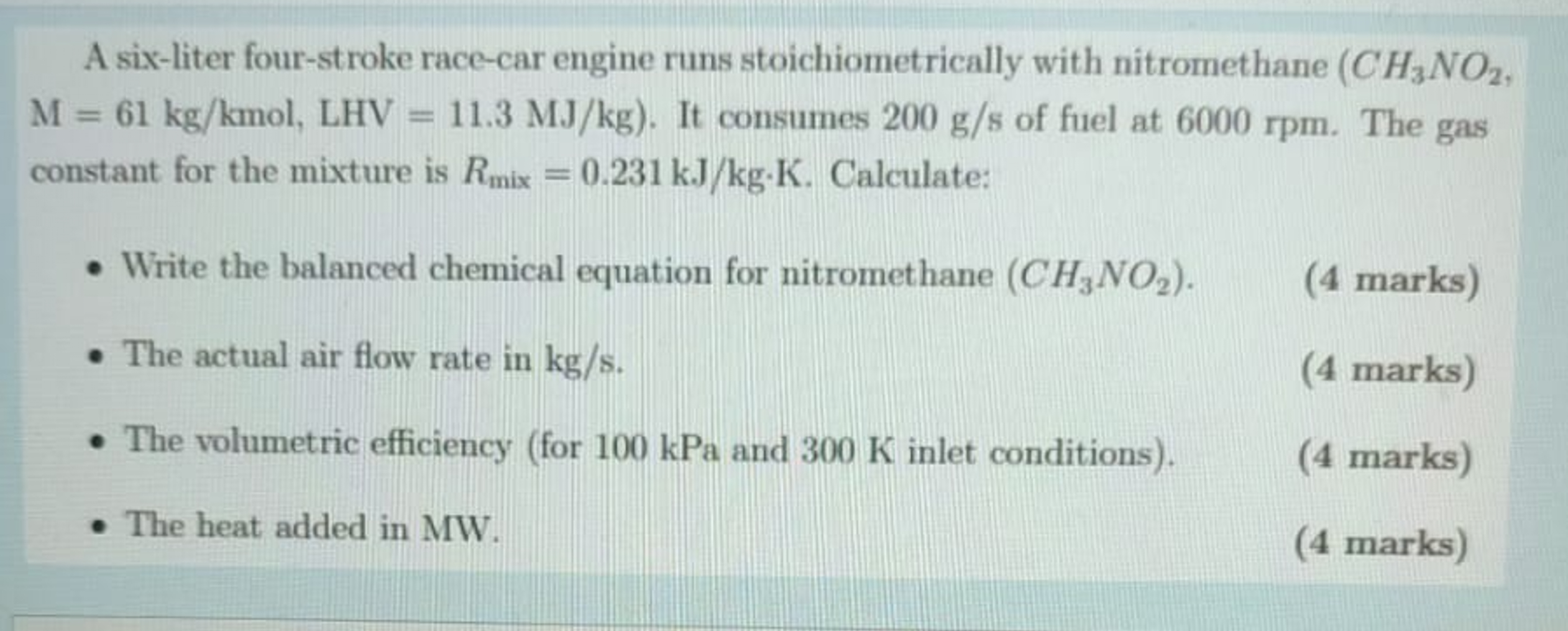 A six - liter four - stroke race - car engine