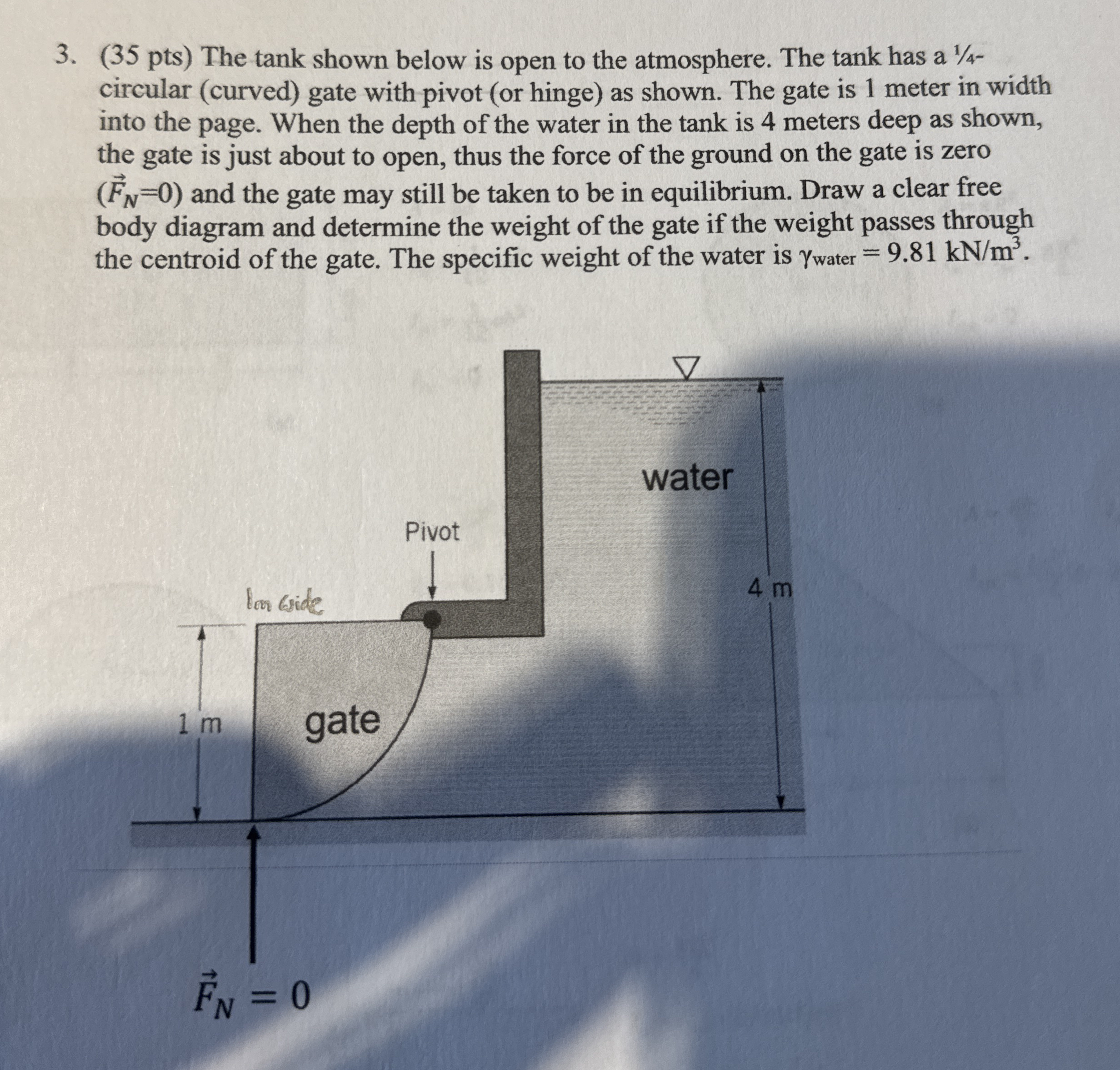( 3 5 pts ) The tank shown below is open to the
