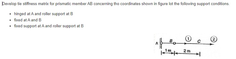Develop tie stiffness matrix for prismatic member