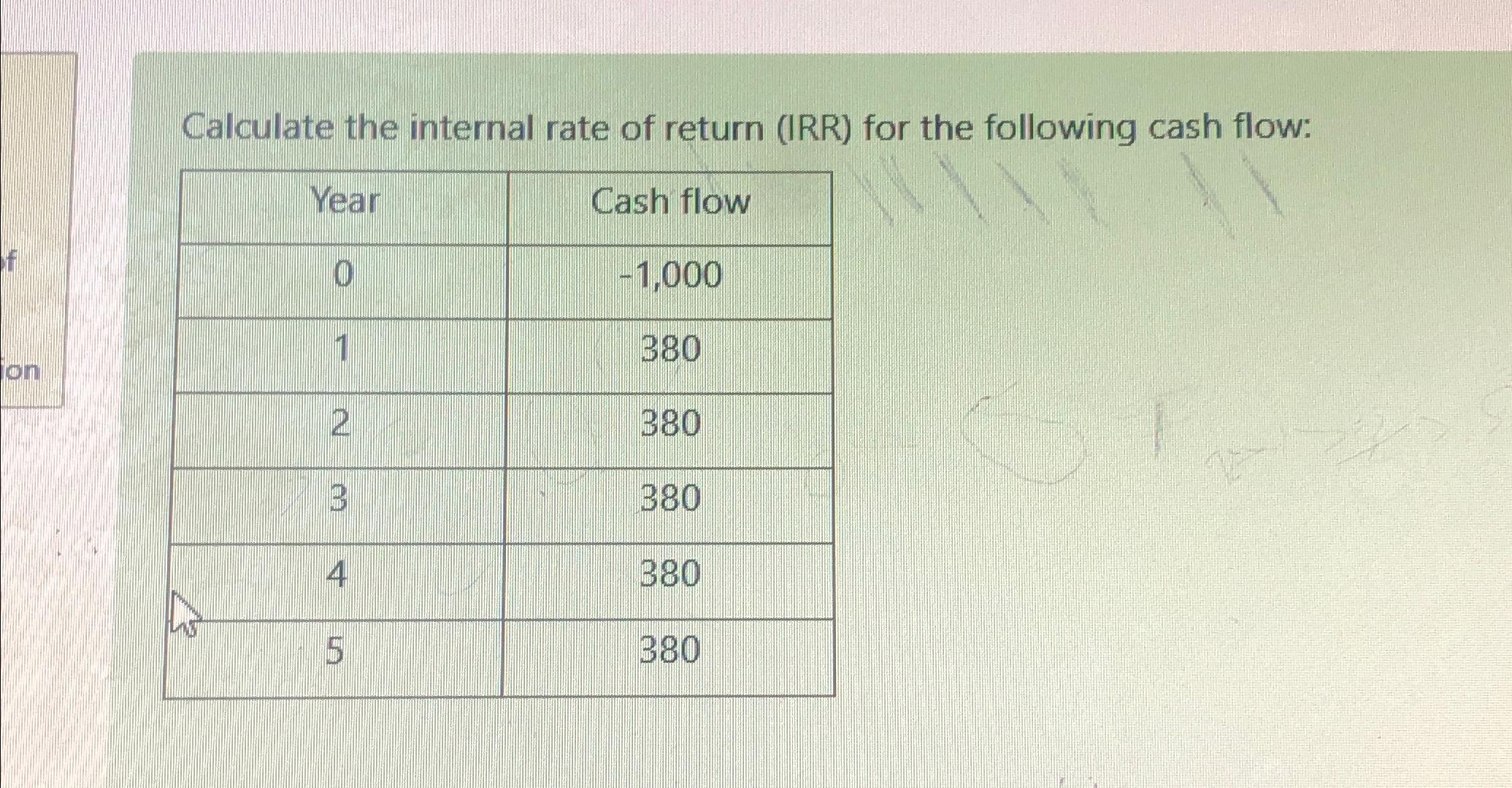 Calculate the internal rate of return ( IRR ) for