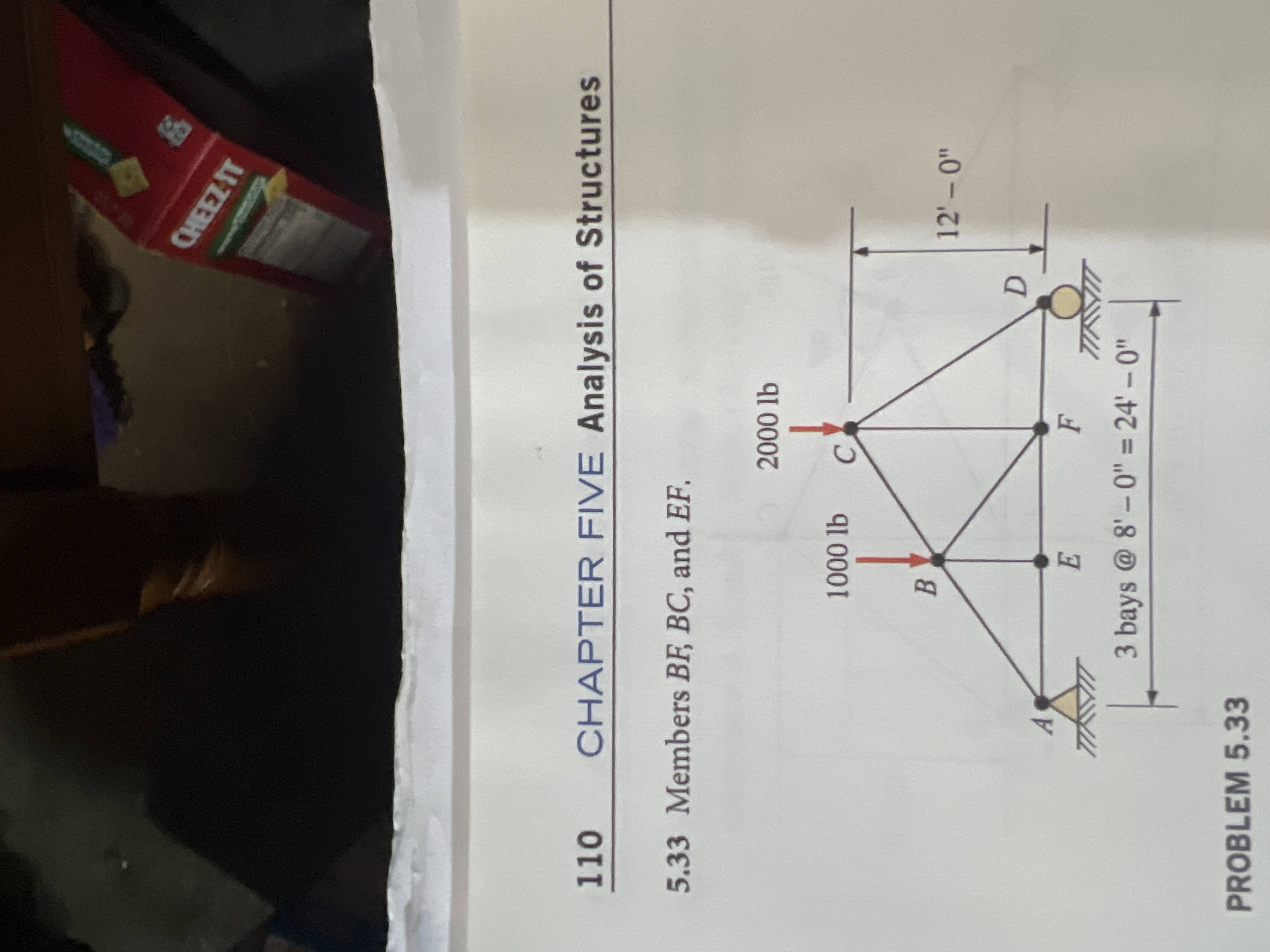 5 . 3 3 Members B F , B C , and E F . PROBLEM 5 .