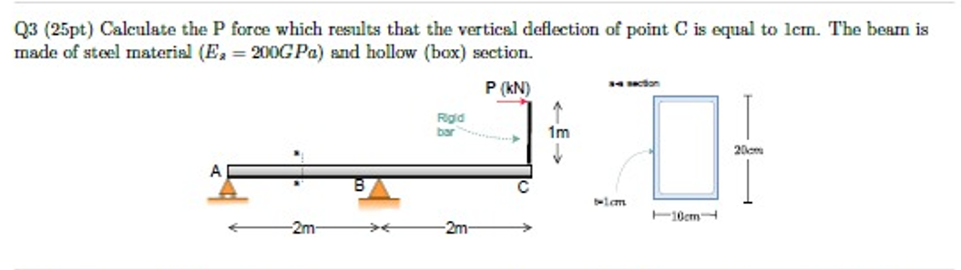Q 3 Calculate the P force which results that the
