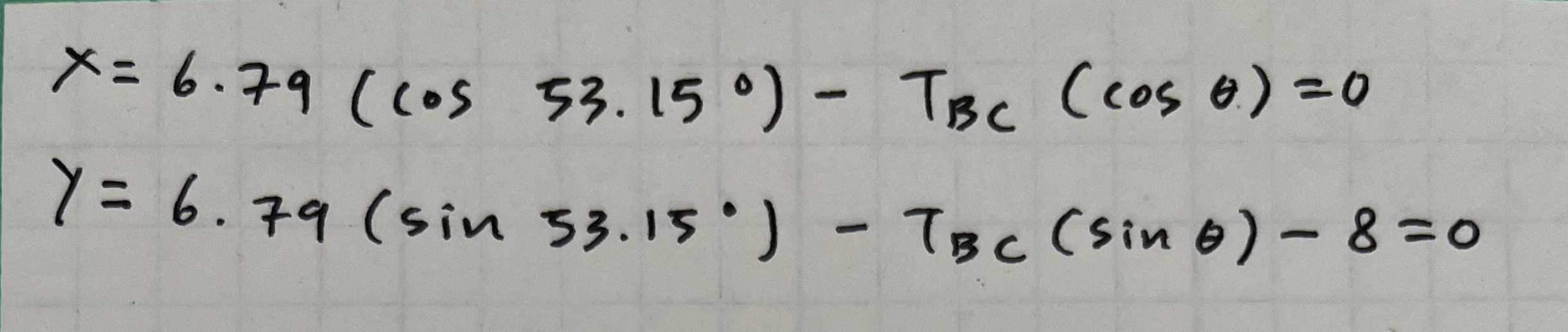 please solve for theta and T _ BC