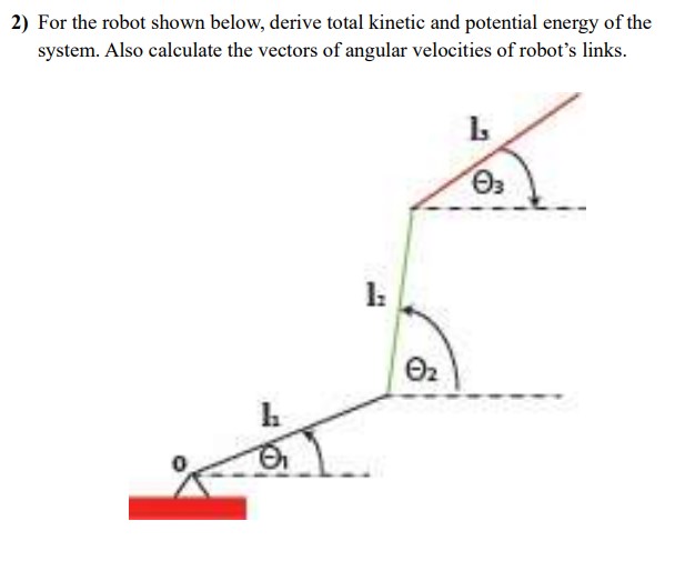 For the robot shown below, derive total kinetic