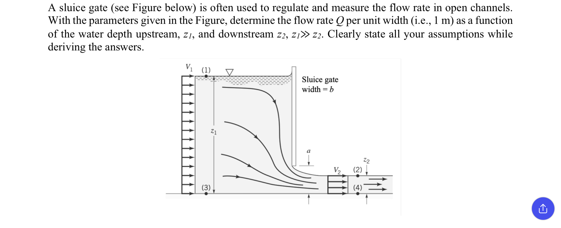 A sluice gate ( see Figure below ) is often used