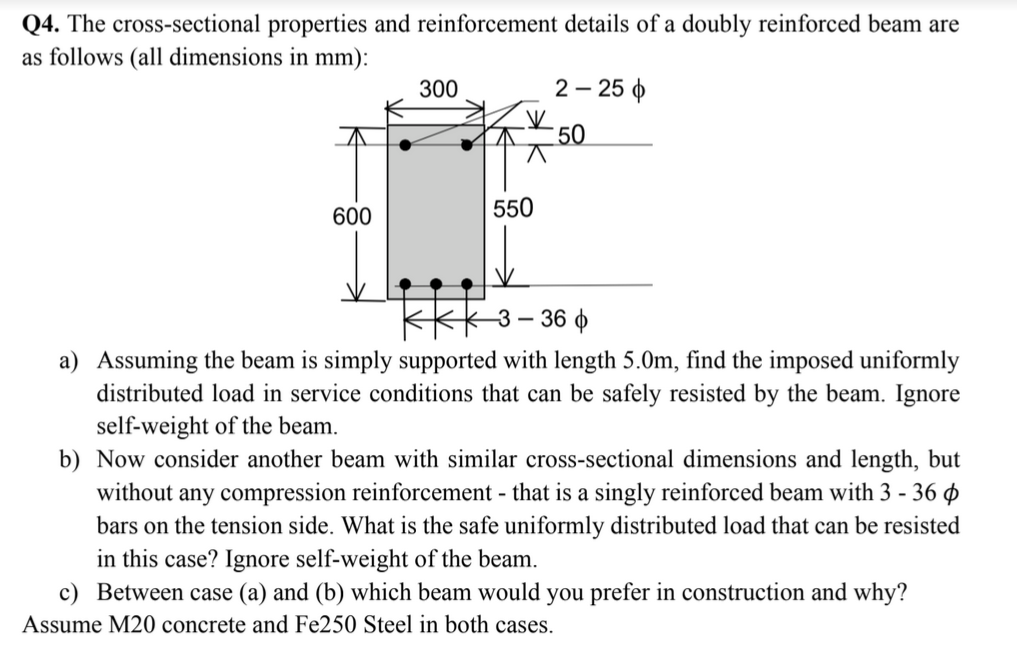Q 4 . The cross - sectional properties and