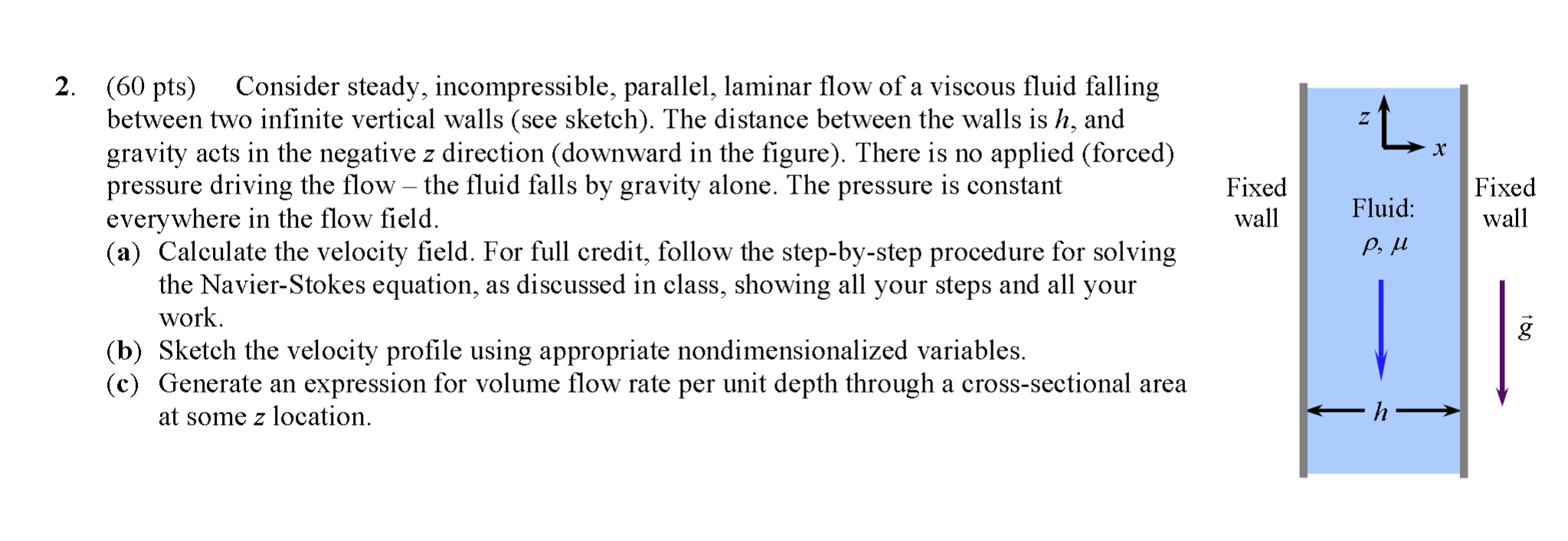 2 . ( 6 0 pts ) Consider steady, incompressible,