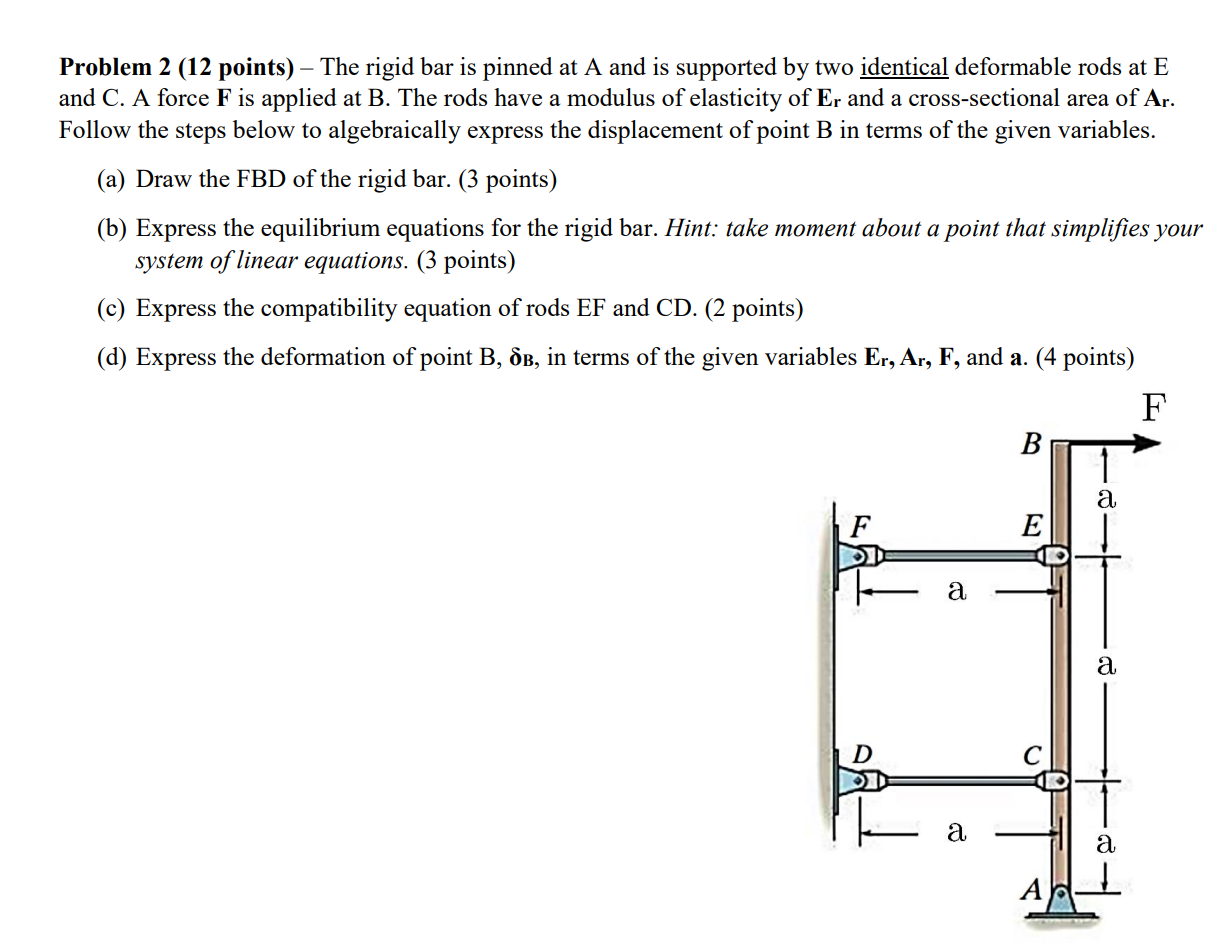 Problem 2 ( 1 2 points ) - The rigid bar is