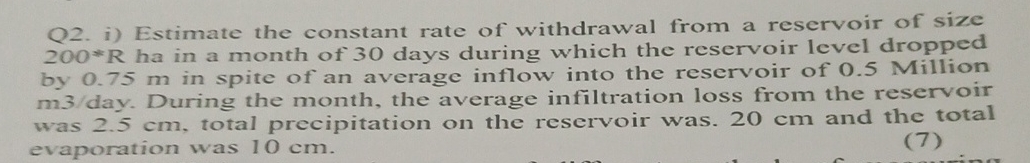 Q 2 . i ) Estimate the constant rate of