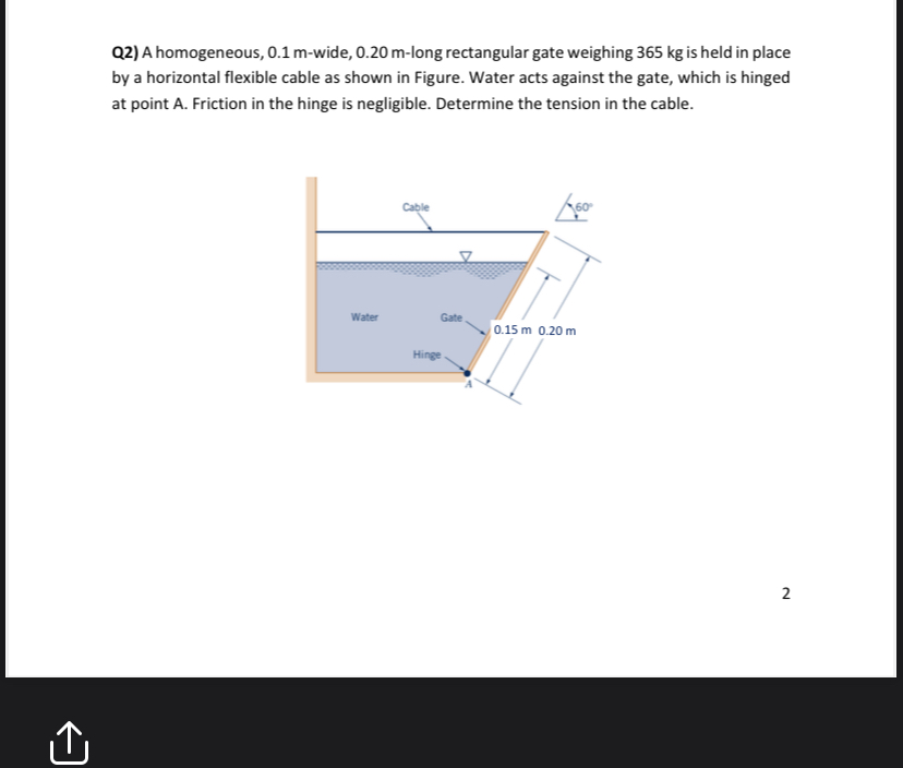 Q 2 ) A homogeneous, 0 . 1 m - wide, 0 . 2 0 m -
