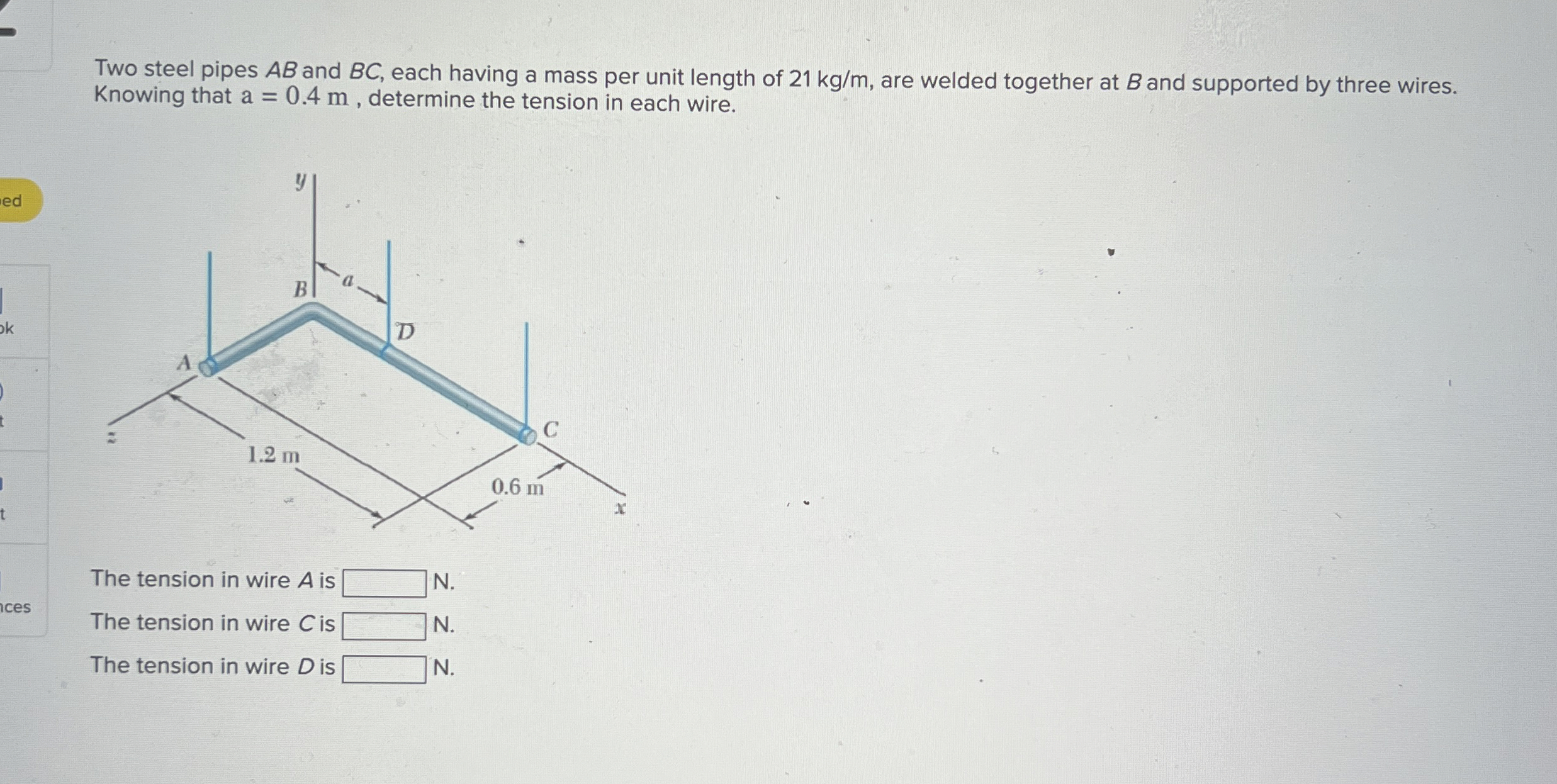 Two steel pipes A B and B C , each having a mass