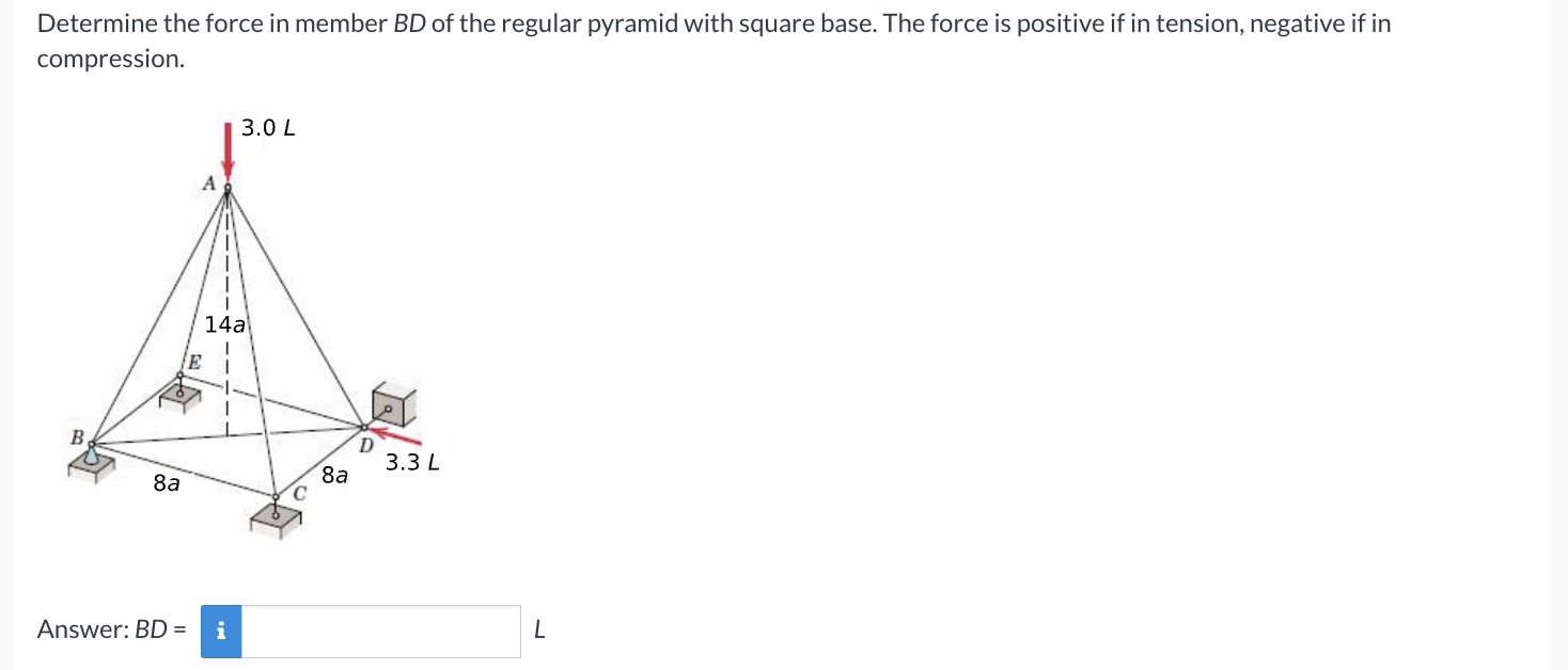 Determine the force in member \ ( B D \ ) of the
