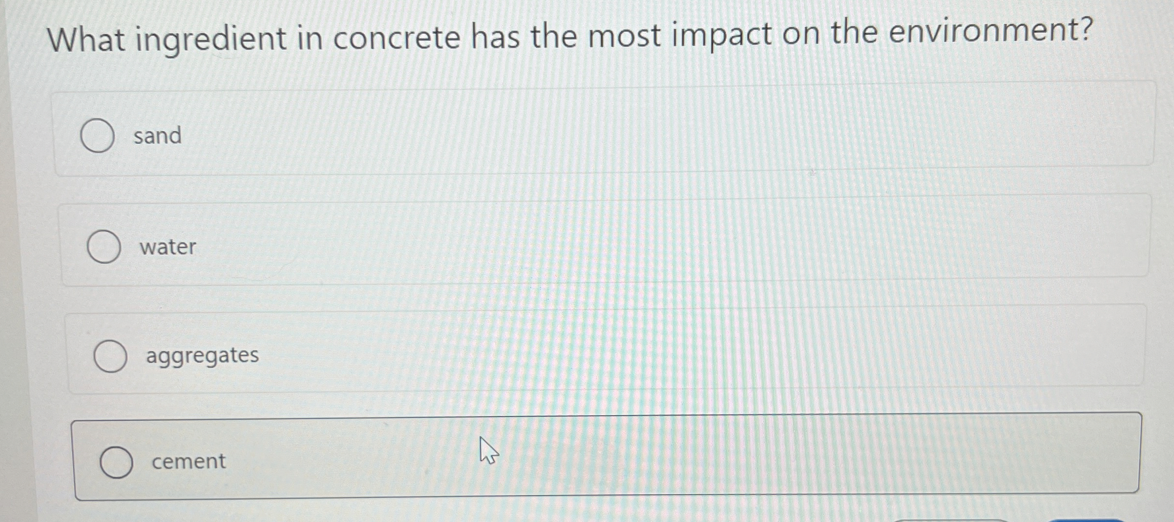What ingredient in concrete has the most impact