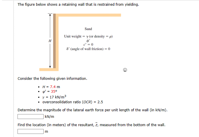 The figure below shows a retaining wall that is