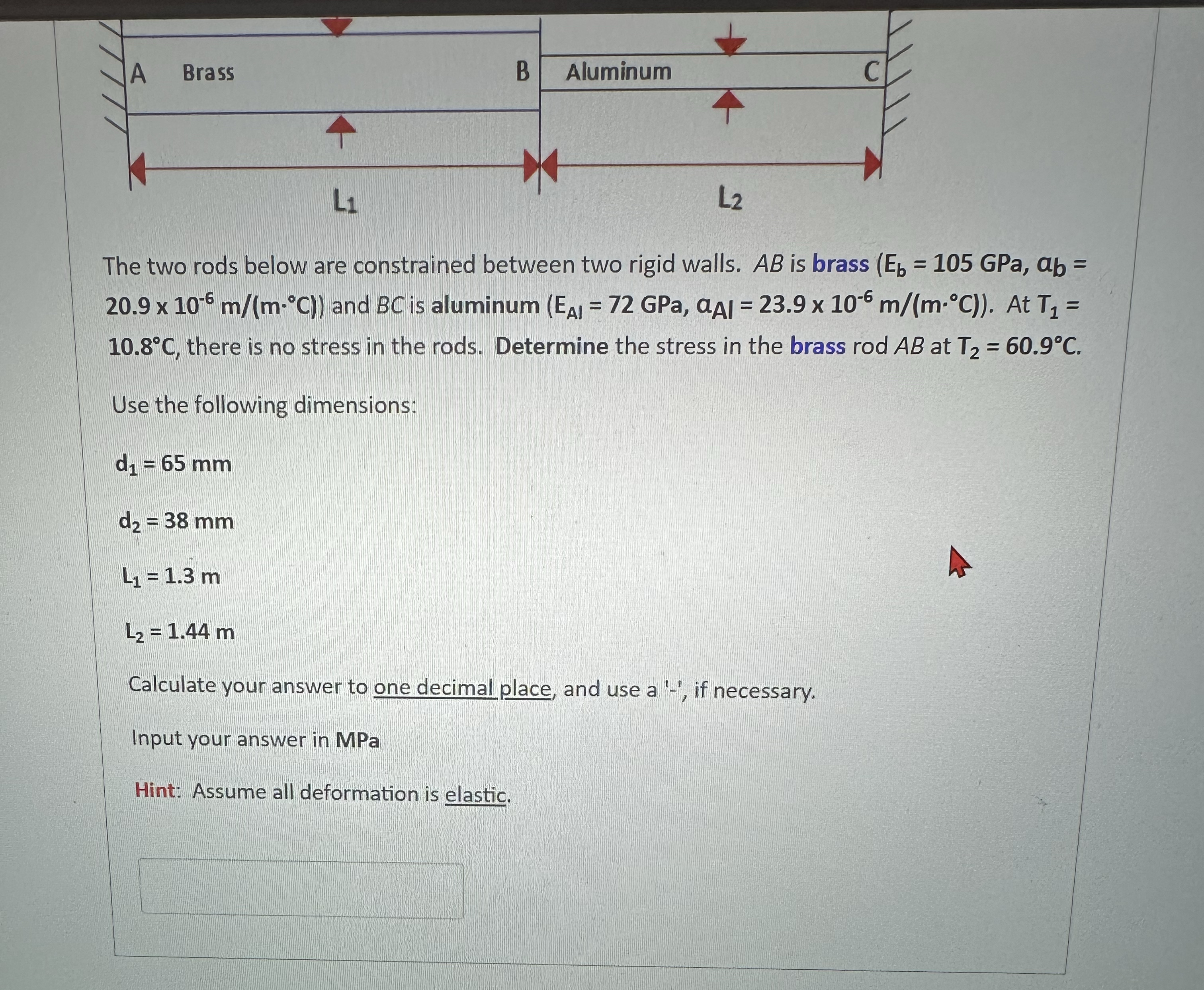 The two rods below are constrained between two
