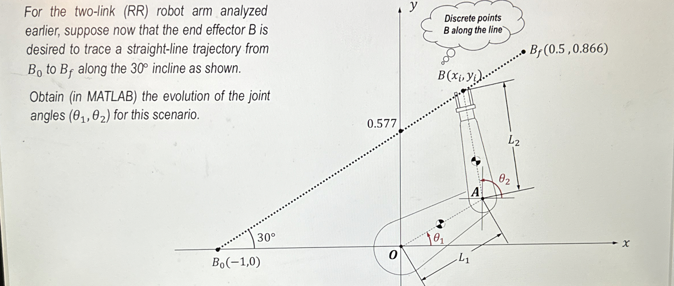 For the two - link ( R R ) robot arm analyzed