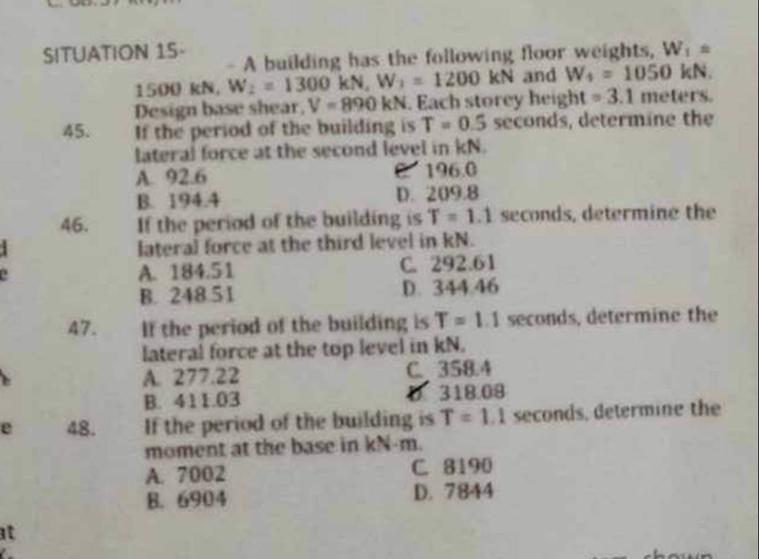 SITUATION 1 5 . A building has the following