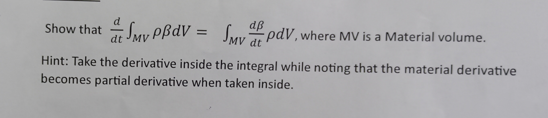 Show thatp dV = epdV, where MV is a Material