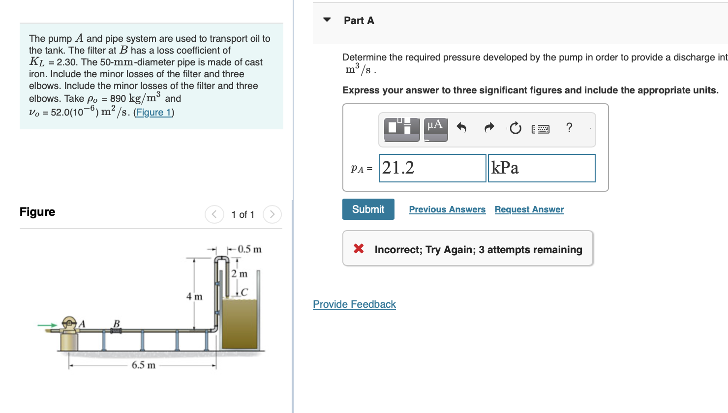 The pump A and pipe system are used to transport
