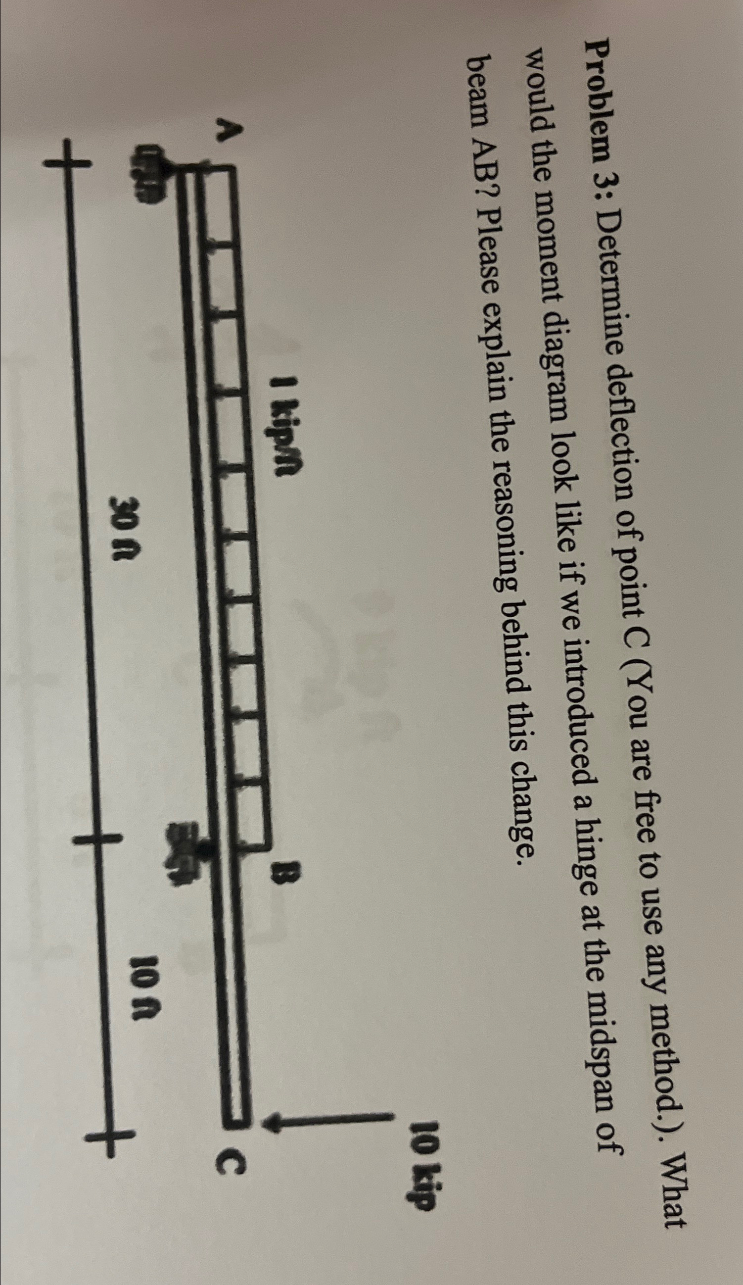 Problem 3 : Determine deflection of point C ( You