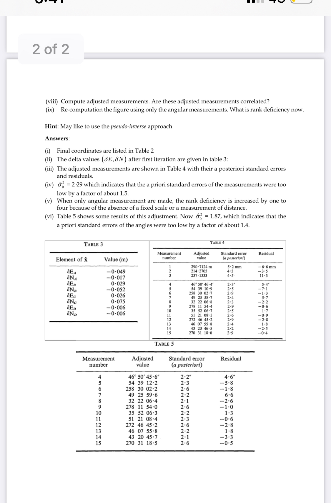 2 of 2 ( viii ) Compute adjusted measurements.
