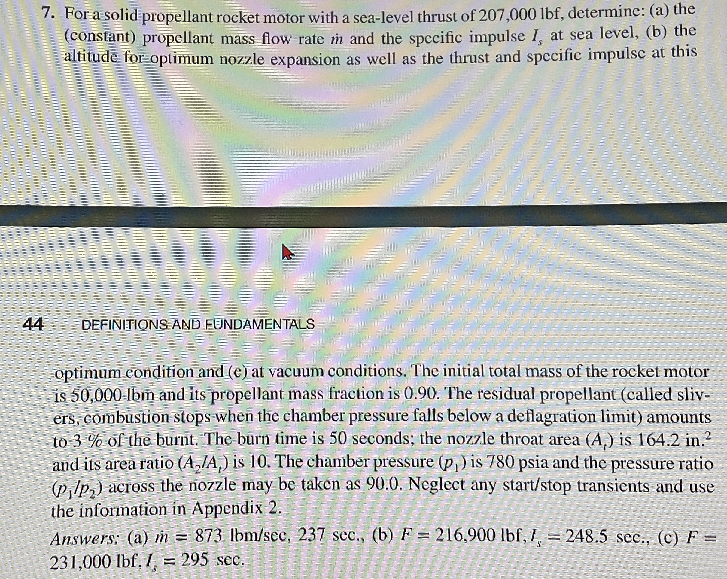 For a solid propellant rocket motor with a sea -