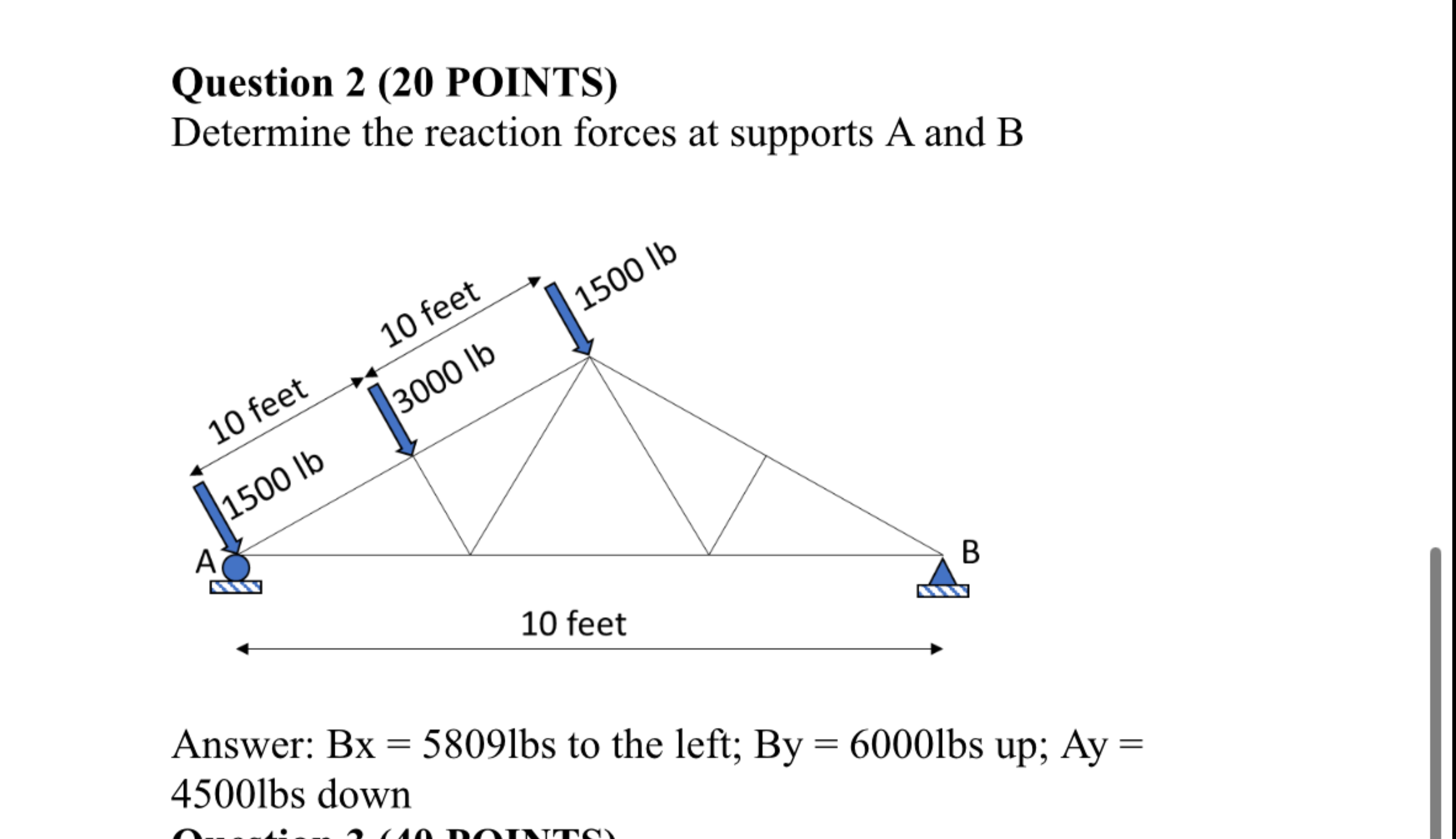 Question POINTS ) Determine the reaction forces