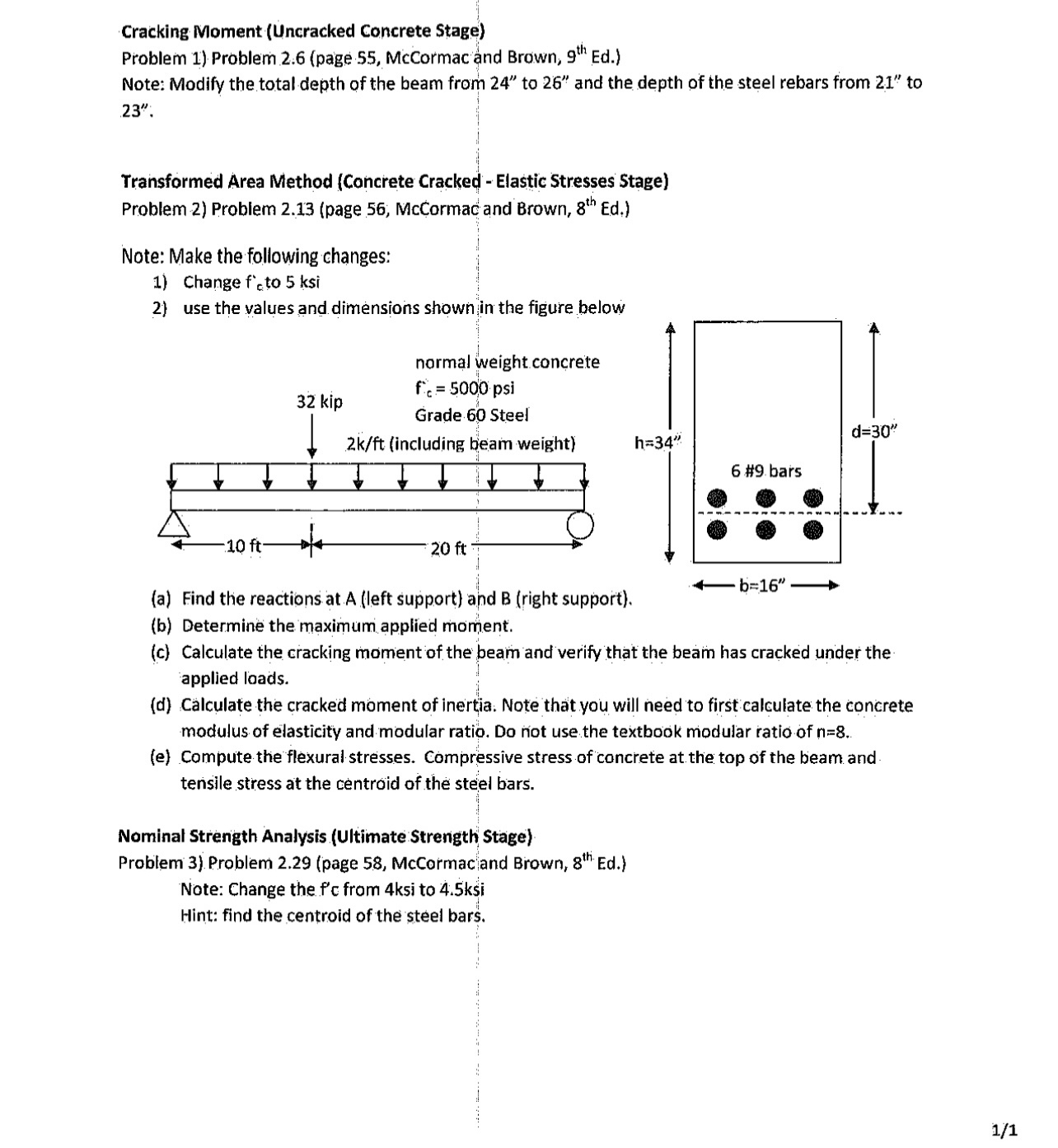 Cracking Moment ( Uncracked Concrete Stage )