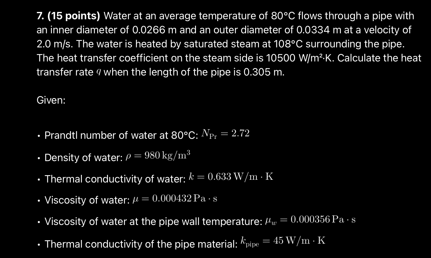 ( 1 5 points ) Water at an average temperature of